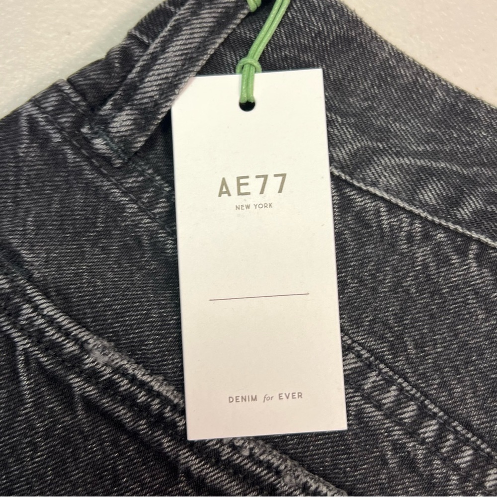 AE77 The High-Rise Cut-Off Women’s Stylish Black Denim Shorts Size 24 - Picture 8 of 13